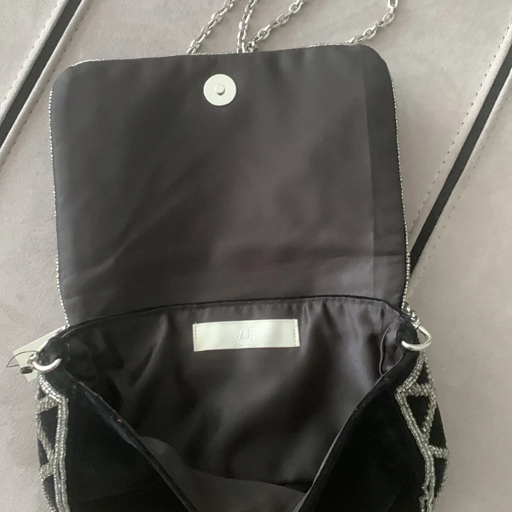 NWT H & M Black Beaded Shoulder Bag - Picture 8 of 17
